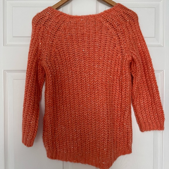 Anthropologie Knitted & knotted peach sequin sweater - Picture 6 of 8
